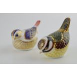 Royal Crown Derby paperweights in the form of a Bluetit and a Goldcrest, both first quality with