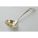 Silver sifter spoon, original gilding to bowl, rat tail handle, Sheffield 1928, 52.4 grams.