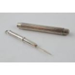 Silver retractable toothpick, loop to top (unmarked) with a Samson Mordan silver pencil, London 1913