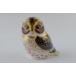 Royal Crown Derby paperweight in the form of a Tawny Owl, first quality with gold stopper. In good