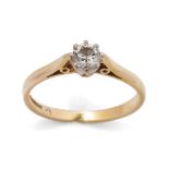18ct gold diamond ring, set with 0.15ct diamond stone, 2.2 grams, size L/M.