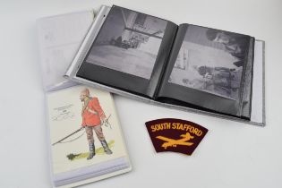 3 Pieces of Staffordshire Regiment Militaria: - B&W Vintage Photo Album containing 52 random