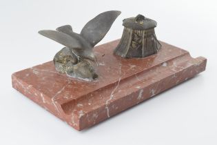 French Art Deco inkwell with a seagull, 25cm long. Seagull appears to have been glued.