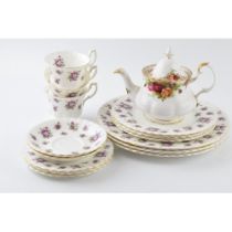 Royal Albert Old Country Roses small teapot together with Royal Albert Sweet Violets to include 3