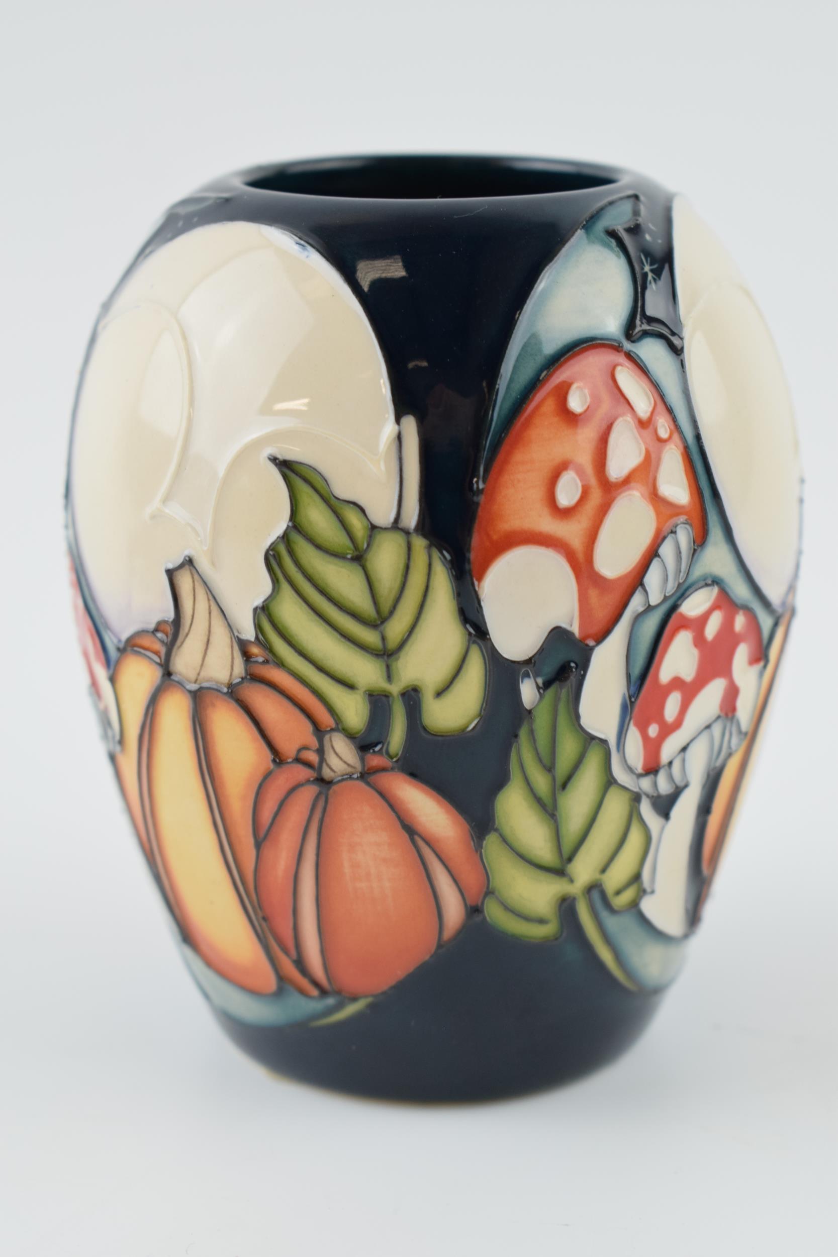 Moorcroft vase 102/3 in the Halloweve design, trial pattern, master vase, 9.5cm tall. In good