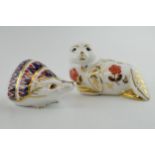 Royal Crown Derby paperweights in the form of a Seal and a Hedgehog, first quality with gold