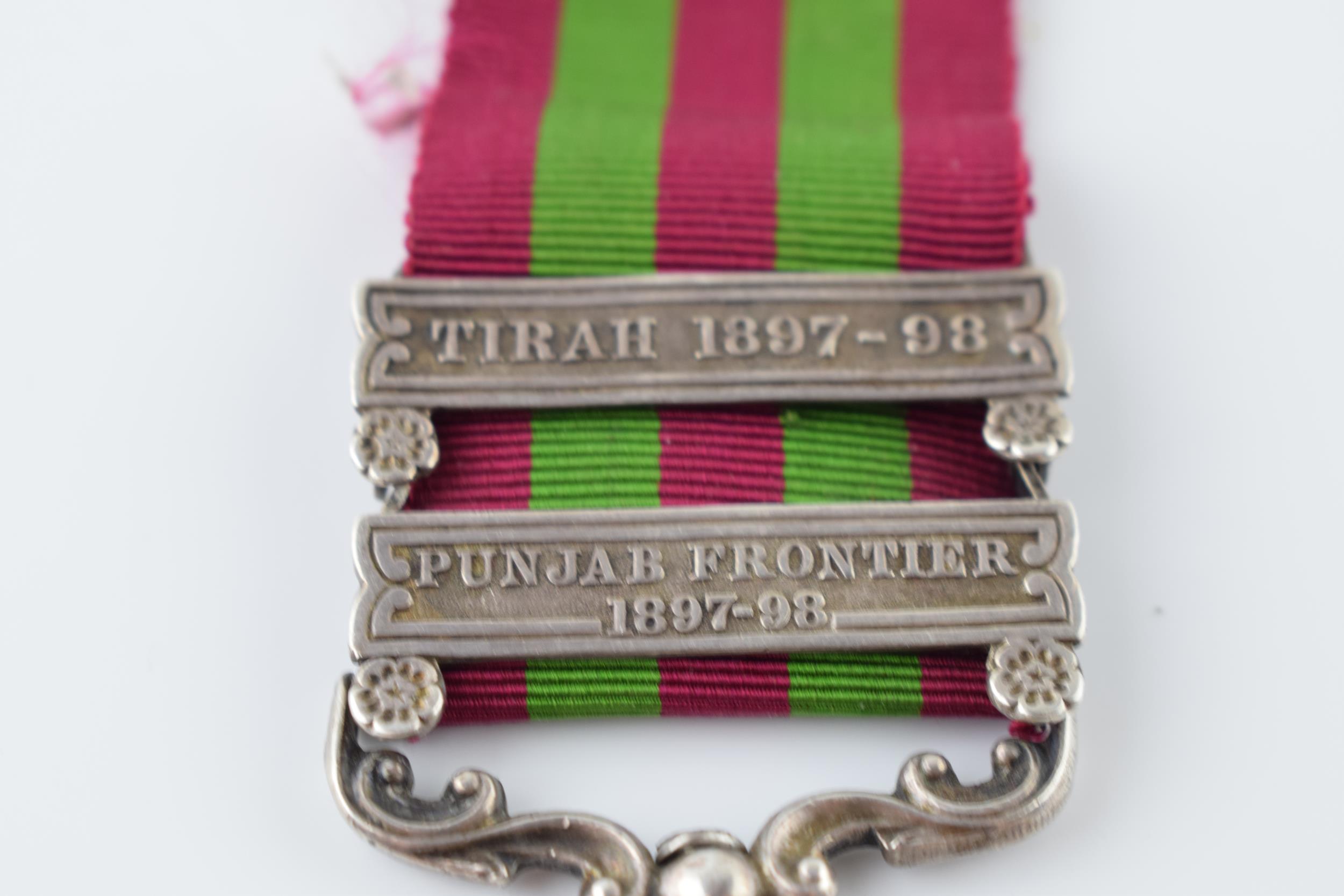 Queen Victoria India 1895 medal with 2 bars to include Tirah 1897-98 and Punjab Frontier 1897- - Image 2 of 7