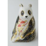 Boxed Royal Crown Derby paperweight in the form of a Panda, first quality with gold stopper. In good