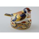 Royal Crown Derby paperweight in the form of a Chaffinch Nesting, first quality with gold stopper.