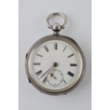 Large sterling silver pocket watch, in working order, Chester 1892, 52mm.