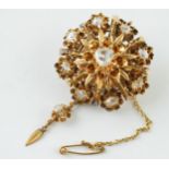 Early to mid Victorian Russian 14ct gold 56 Zotnik diamond brooch. 2.5 ct calculated old rose cut