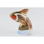 Royal Crown Derby paperweight in the form of a Guppy, first quality with gold stopper. In good