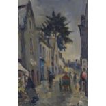 Rene Le Forestier (1903 - 1972), French School, a rural village market street, oil on canvas, 40 x