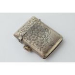 Hallmarked silver vesta case with engraved decoration, 24.2 grams, Birmingham 1907.