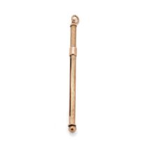 9ct gold mechanical cocktail stirrer / swizzle stick, 12.5cm extended, 5.0 grams gross weight.