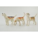 Beswick matt foxhounds with a gloss version (3) In good condition with no obvious damage or