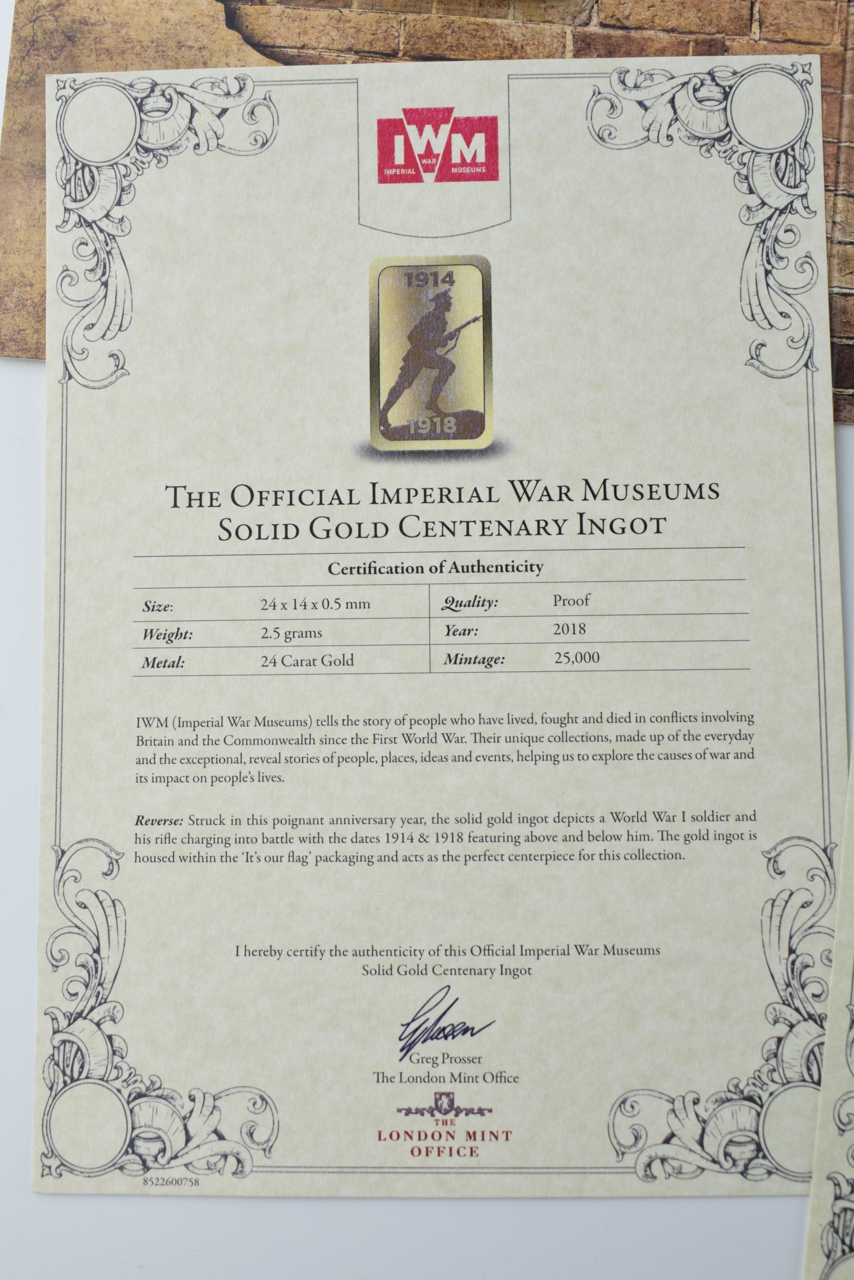 The Official Imperial War Museums Ingot collection to include 24ct Gold Centenary Ingot, 2.5 - Image 4 of 8