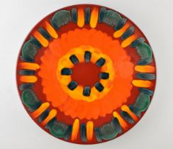 Large Poole Pottery charger in the Volcano pattern, 41.5cm diameter. In good condition with no