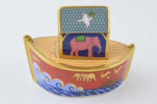 Royal Crown Derby Treasures of Childhood Collection - Noahs Ark, finished with gilt trim, red