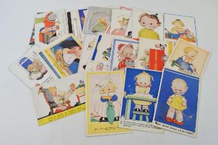 A collection of Mabel Lucie Attwell valentine's postcards of varying scenes, mixture of used and
