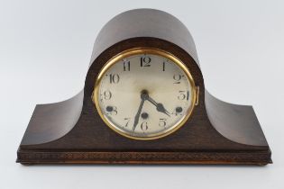 Edwardian / 1930s mahogany cased Napoleon mantle clock, 42cm wide. Ticking order but ticks far too