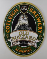 Cotleigh Brewery 'Old Buzzard' Wiveliscombe Somerset advertising enamel sign. 49cm x 37cm. In good