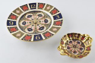 Royal Crown Derby Old Imari 1128 wall clock with similar tazza (2). In good condition with no