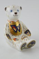 Royal Crown Derby Paperweight in the form of an Alphabet Bear - W , first quality with gold stopper.