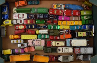 A mixed collection of vintage diecast model cars to include examples by Corgi, Dinky and Matchbox
