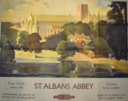 British Railways original poster 'St Albans Abbey' 'Over 100 Years Old', quadrouple royal size (