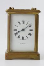 Early 20th century brass carriage clock, Hamilton & Inches, with key, bevel edged glass, 15cm tall
