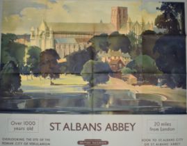 British Railways original poster 'St Albans Abbey' 'Over 100 Years Old', quadrouple royal size (