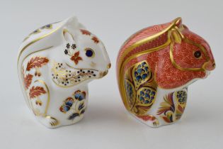 Two Royal Crown Derby paperweights, Squirrel, date mark for 1997 (LX) and Red Squirrel, both with
