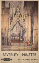 British Railways original poster 'Beverley Minster' 'See England By Rail', double royal size (63.5cm