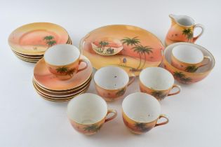 Noritake tea ware in an Eastern desert pattern to include cups, saucers, side plates and others.