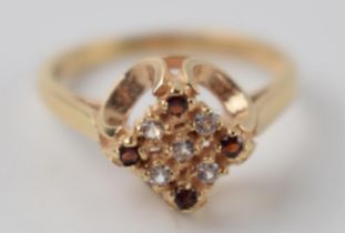 9ct gold dress ring set with multi stones, 3.4 grams, size Q.