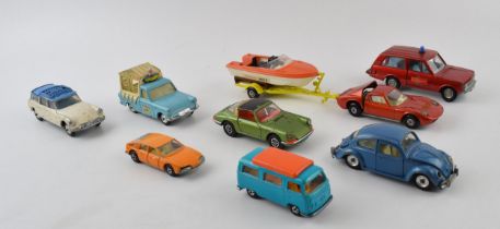 A collection of vintage die cast model cars to include examples by Corgi, Dinky and Matchbox. To