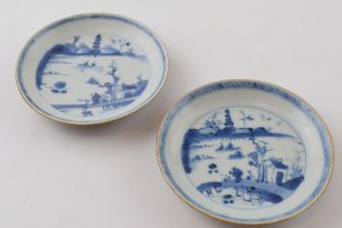 Two early Chinese blue and white ceramic dishes. Salvaged from a shipwreck near Thailand in the