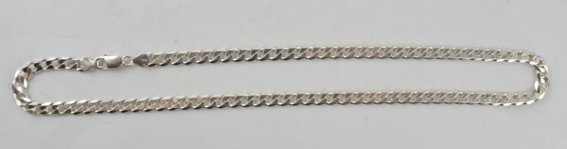 Silver curb link chain with lobster claw clasp marked 925 Italy. Length including clasp 56.5cm.