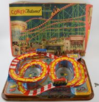 A boxed Technofix Coney Island 307made in Germany tinplate and early plastic roller coaster