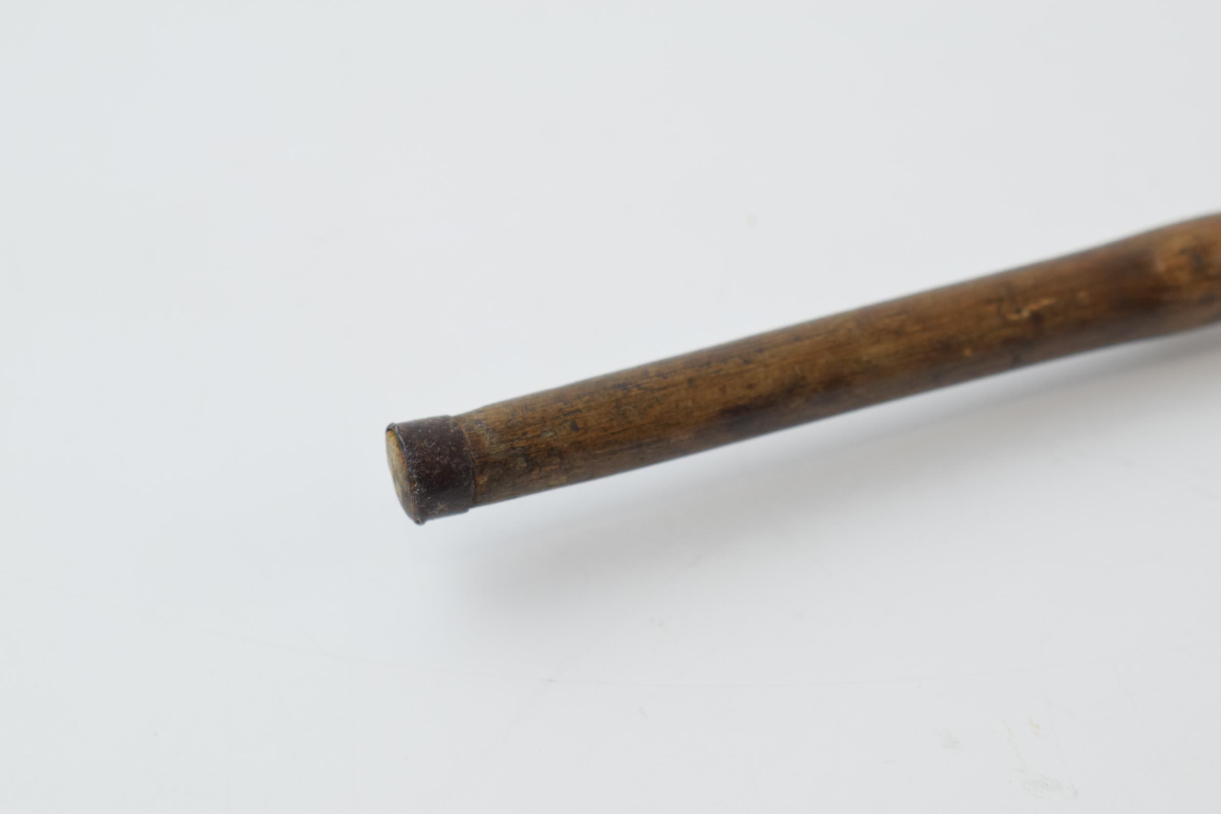 Folk Art walking stick with naively carved head on a Boxer dog with glass eyes and original - Image 6 of 6