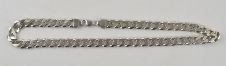 Silver curb link chain with lobster claw clasp marked 925 Italy. Length including clasp 51cm. Weight