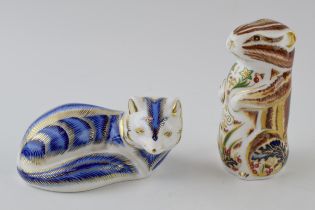 Two Royal Crown Derby paperweights, Chester Chipmunk, 10cm, date code for 2004 and Blue/Arctic