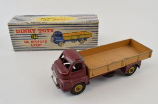 Boxed Dinky Toys 922 Big Bedford Lorry Maroon cab with yellow back. In play worn condition.