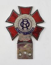 Order of the Road (OR) Car Club Badge, Issue No. B 2962. Height 106mm. Some loss to enamel.