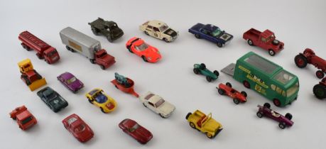 A collection of unboxed vintage die-cast model vehicles by manufacturers Dinky, Corgi and Matchbox