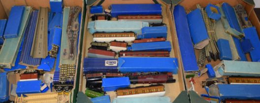 A good quantity of boxed vintage Hornby Dublo tinplate trains and track. To include Dutchess of