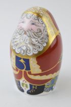 Royal Crown Derby paperweight, Santa Claus in the form of a Russian doll, 10cm high, red robe with