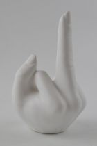 Anissa Kermiche candlestick in the form of a hand with a raised middle finger 'French For