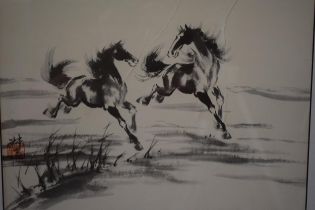 After Xu Beihong: a collection of Chinese mid century prints of galloping horses with printed